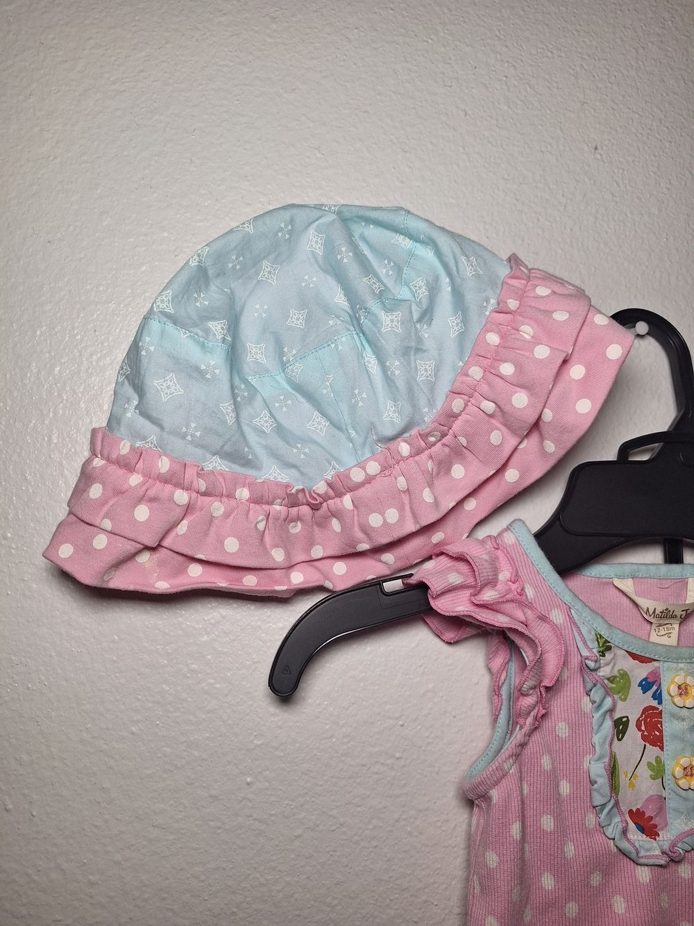 Matilda Jane Pink Polka Dot Romper with Floral Bloomer & Hat - Picture 3 of 11